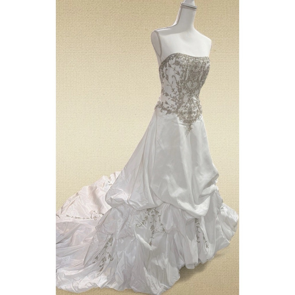 Taffeta Pick-up Ball Gown Wedding Dress David's Bridal NWOT Size 4